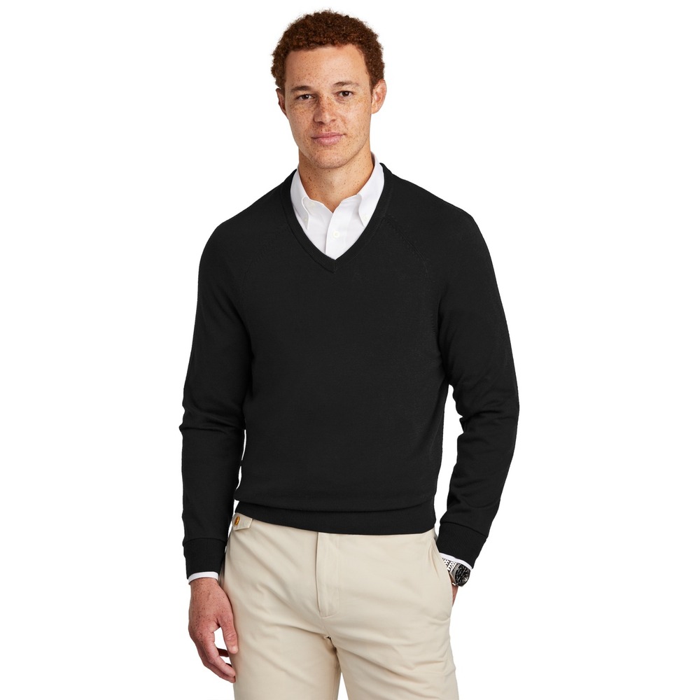 Brooks Brothers Black Supima Cotton V-Neck‎ Sweater Men's L Classic Pullover